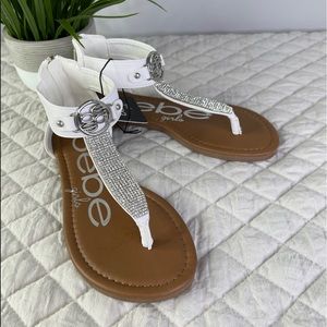 Bebe Bling Ankle Strap Thong Sandals